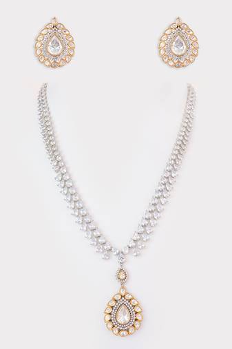 Two Tone plated kundan layered necklace set