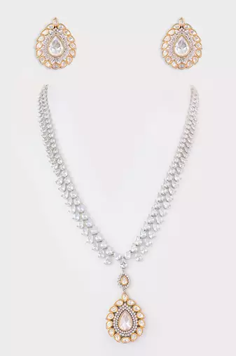 Two Tone plated kundan layered necklace set