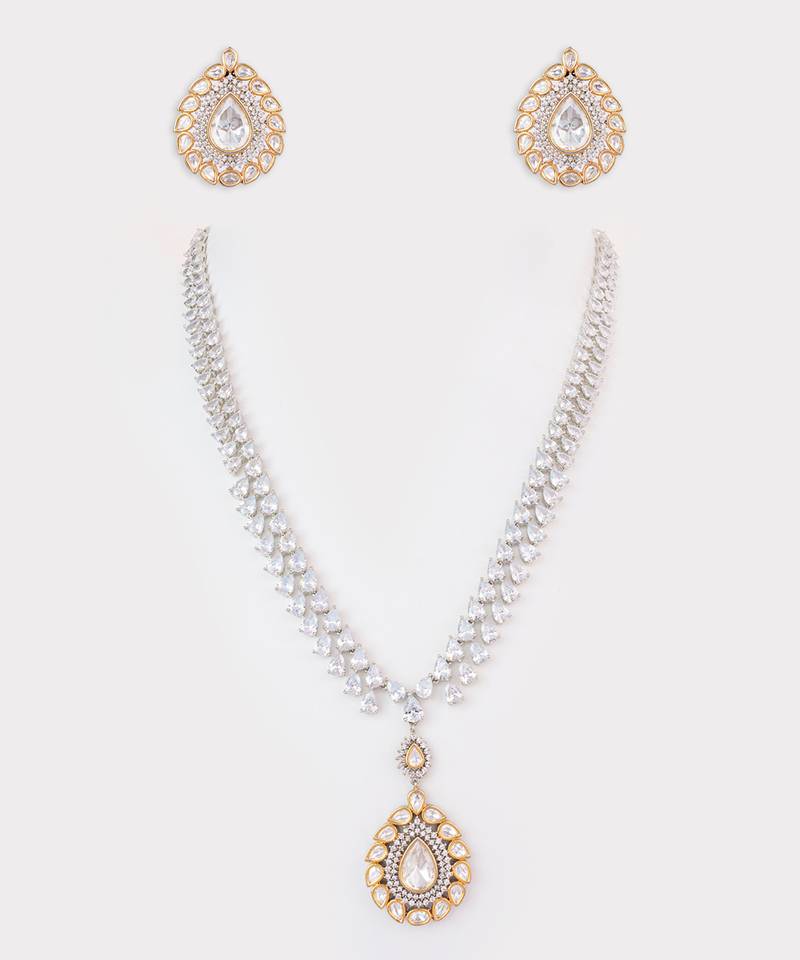 Two Tone plated kundan layered necklace set