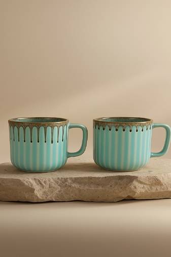 Aqua drizzle mugs