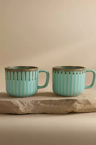 Aqua drizzle mugs