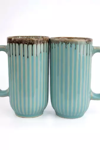 Aqua drizzle mugs