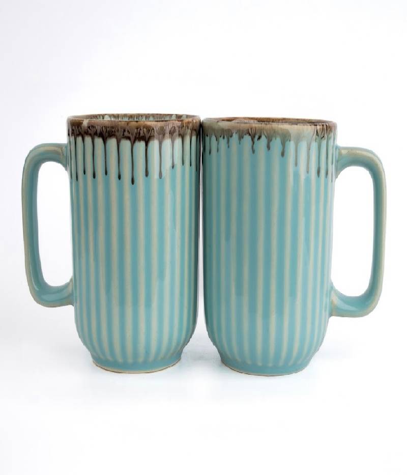 Aqua drizzle mugs