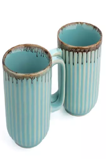 Aqua drizzle mugs