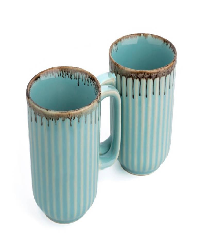 Aqua drizzle mugs