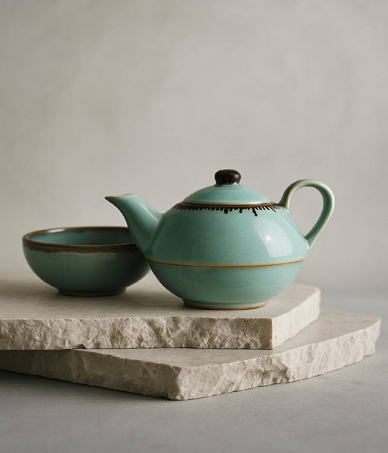 Midnight pour tea set for one