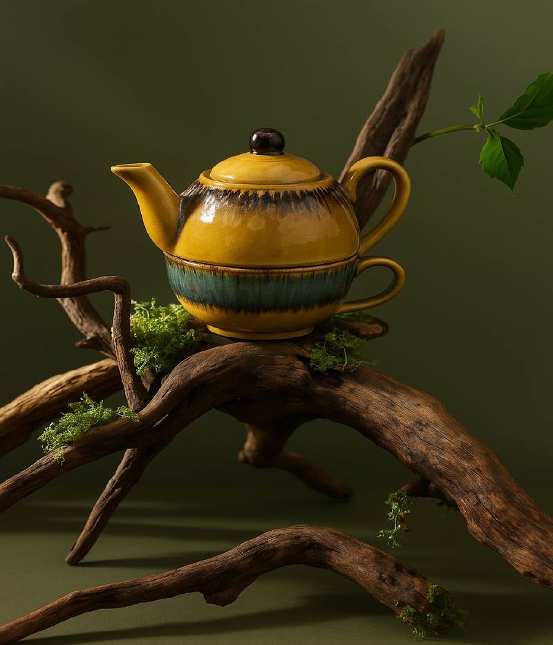 Midnight pour tea set for one