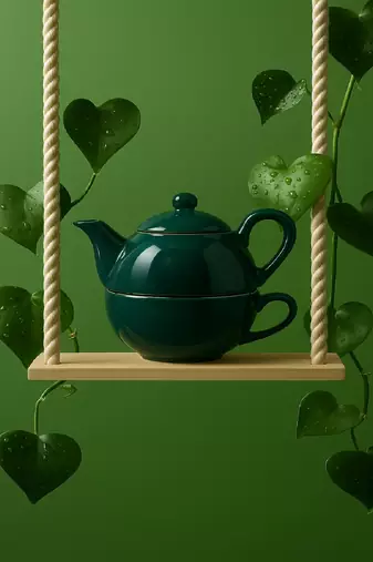 Midnight pour tea set for one