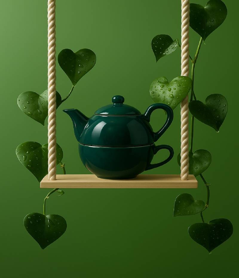 Midnight pour tea set for one