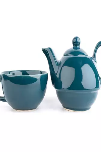 Midnight pour tea set for one