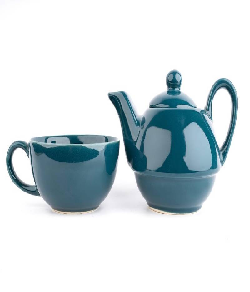 Midnight pour tea set for one