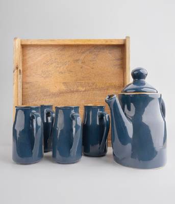Midnight bloom tea set with tray 3