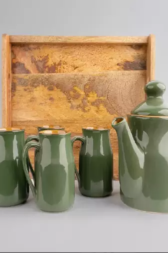 Midnight bloom tea set with tray
