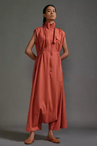 Orange cotton dress