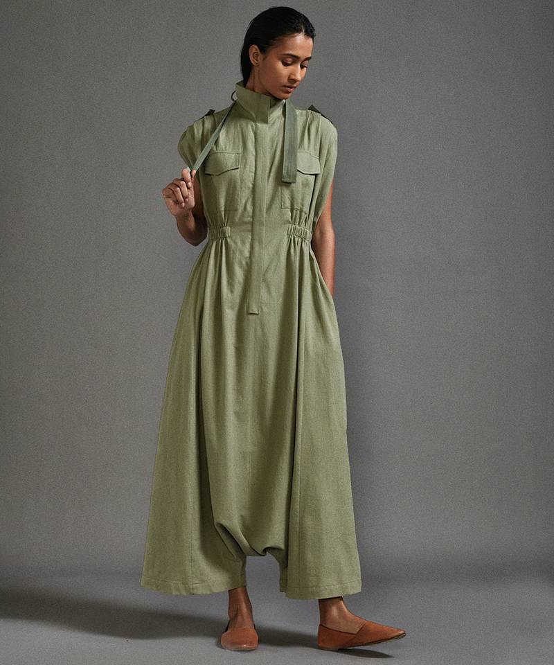 Green cotton dress