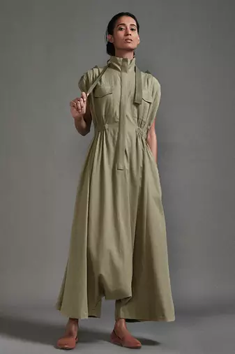 Green cotton dress