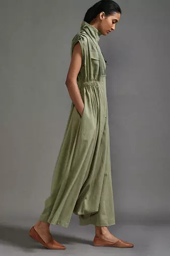 Green cotton dress