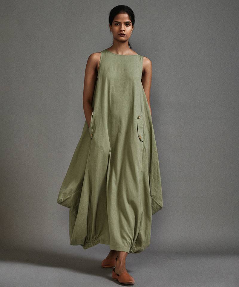 Green cotton dress