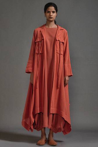 Orange cotton dress with jacket