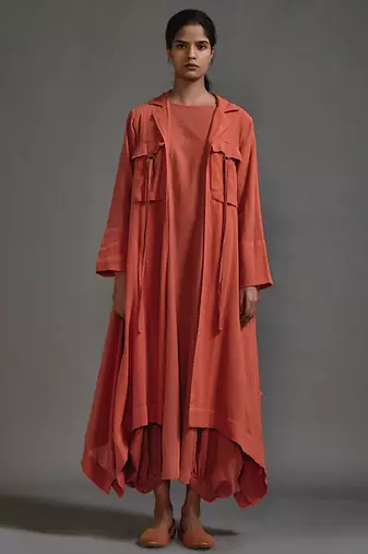 Orange cotton dress with jacket