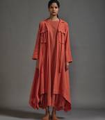 Orange cotton dress with jacket