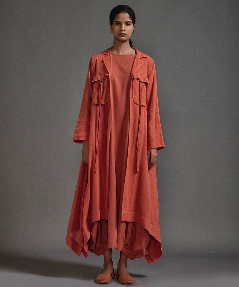 Orange cotton dress with jacket