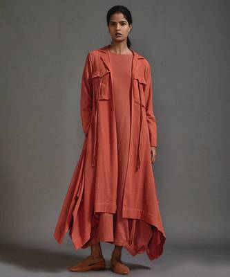 Orange cotton dress with jacket 3