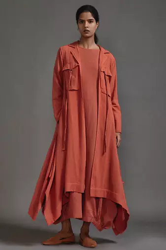 Orange cotton dress with jacket