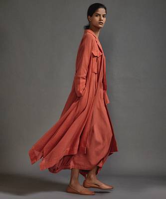 Orange cotton dress with jacket 4