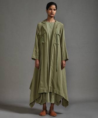 Green cotton dress with jacket 1