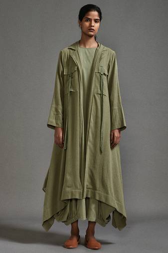 Green cotton dress with jacket