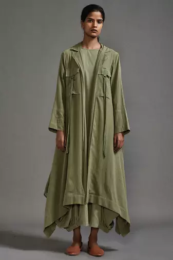 Green cotton dress with jacket