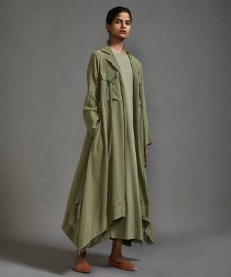 Green cotton dress with jacket 3
