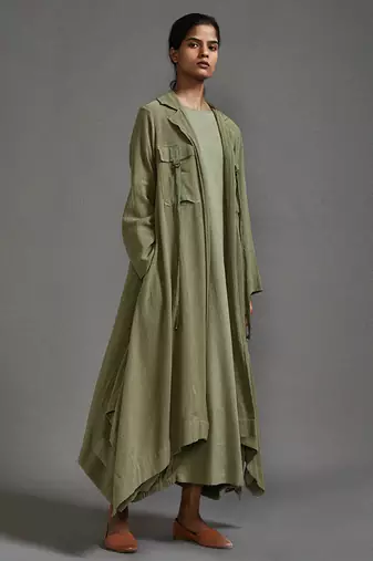 Green cotton dress with jacket