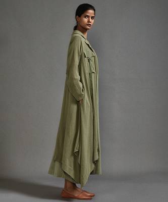 Green cotton dress with jacket 4