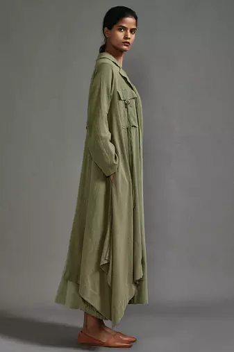 Green cotton dress with jacket