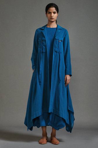Blue cotton dress with jacket