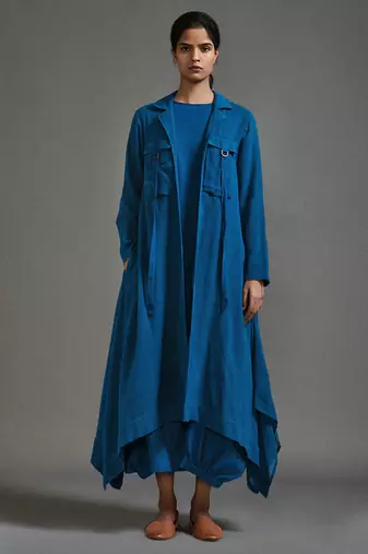 Blue cotton dress with jacket
