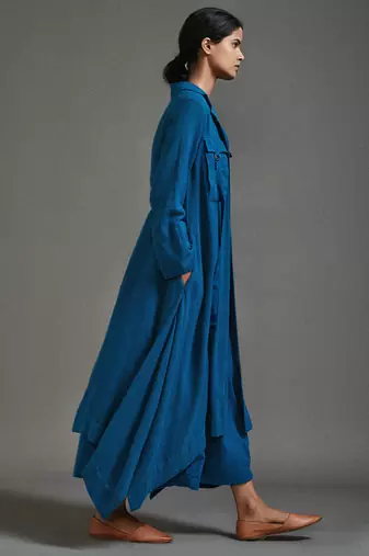 Blue cotton dress with jacket