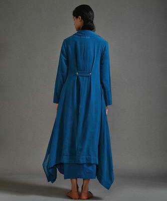Blue cotton dress with jacket 3