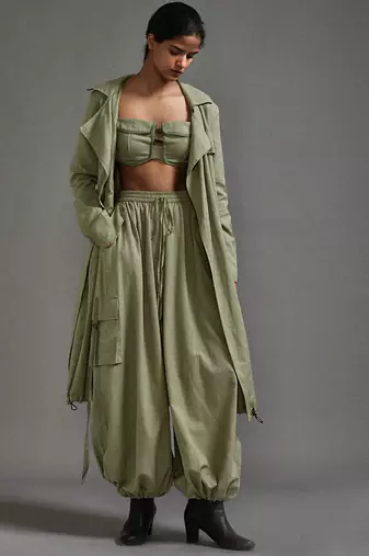 Green cotton jacket with belt