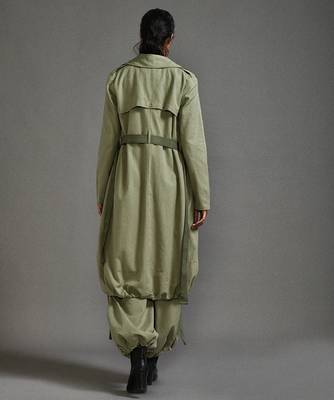 Green cotton jacket with belt 4
