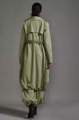 Green cotton jacket with belt