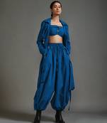 Blue cotton jacket with belt