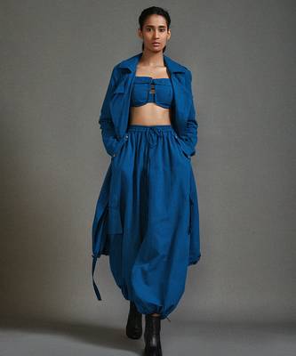 Blue cotton jacket with belt 2