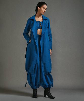 Blue cotton jacket with belt 3