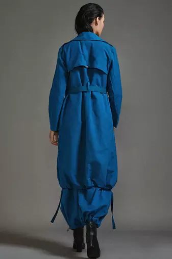 Blue cotton jacket with belt
