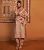 Pink embroidered silk kurta set