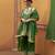 Green embroidered silk kurta set