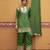 Green embroidered silk kurta set